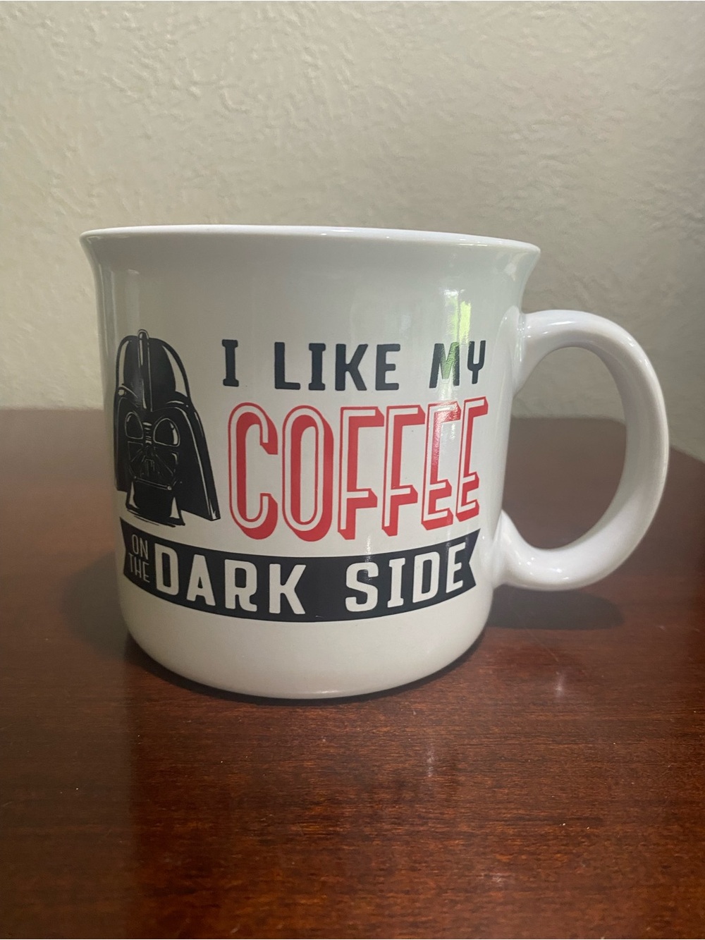 Star Wars Mug, With Darth Vader and the Phrase I LIKE MY COFFEE ON ThE DARK SIDE